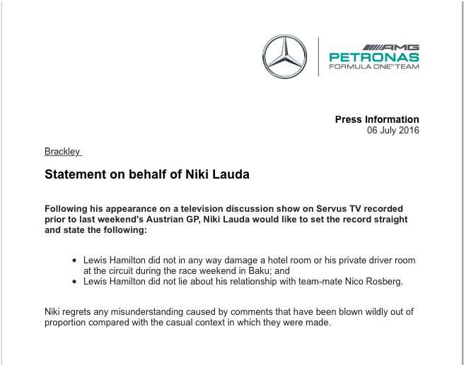 Mercedes извинилась за вранье Ники Лауды